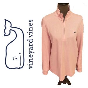 Vineyard Vines Mens saltwater quarter zip pullover size large 
The color is pink